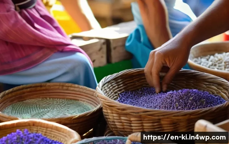 자유 여행에서의 순간 순간을 기록하는 방법 - A vibrant, eye-level close-up shot of a bustling open-air artisan market in a Mediterranean town. Fo...
